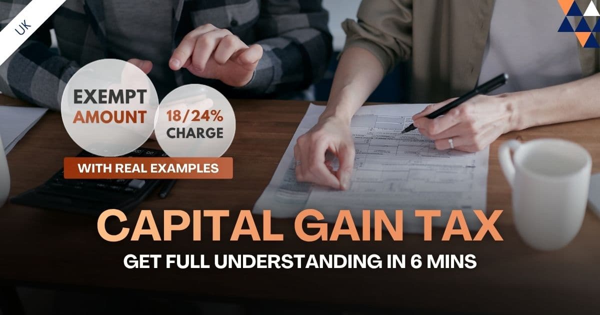 UK capital gains tax guide for property investors showing exempt amounts and 18/24% charge rates