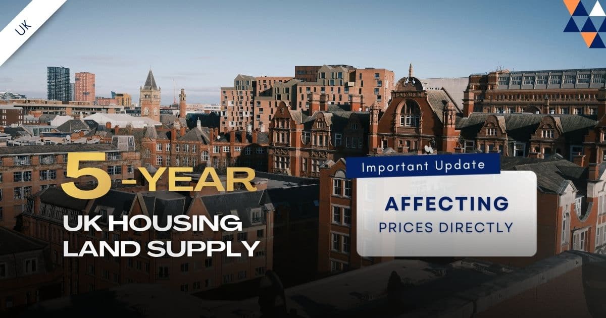 Five-year UK housing land supply, Manchester skyline with important update affecting prices directly