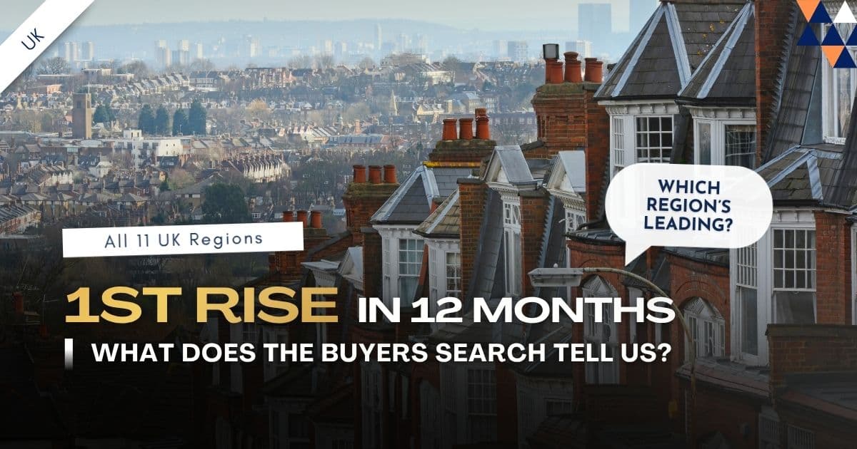 UK residential rooftops with Zoopla August 2026 buyer search data showing 7% year-on-year increase across all regions