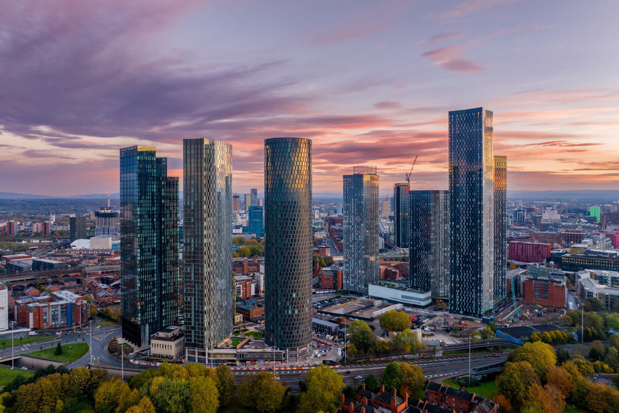 Photo showcasing the skyline apartments at Manchester city centre.