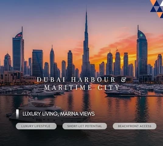 Dubai Harbour and Maritime City — luxury waterfront living with marina views and beach access